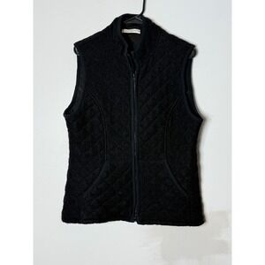 Cut Loose Mens Black Quilted Wool Blend Full Zip Mock Neck Vest Made in USA M